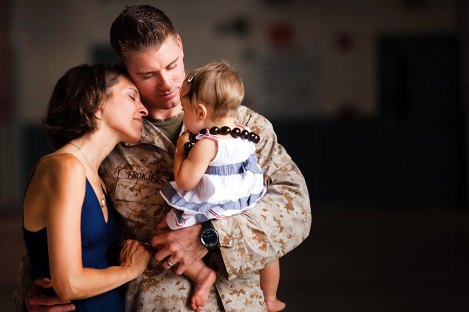 Photo of veteran and his family